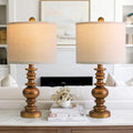 BOBOMOMO 20" Antique Gold Table Lamps Set of 2 – Handcrafted Vintage Bedside Lamps with Linen Shades, Elegant Farmhouse Lamps for…
