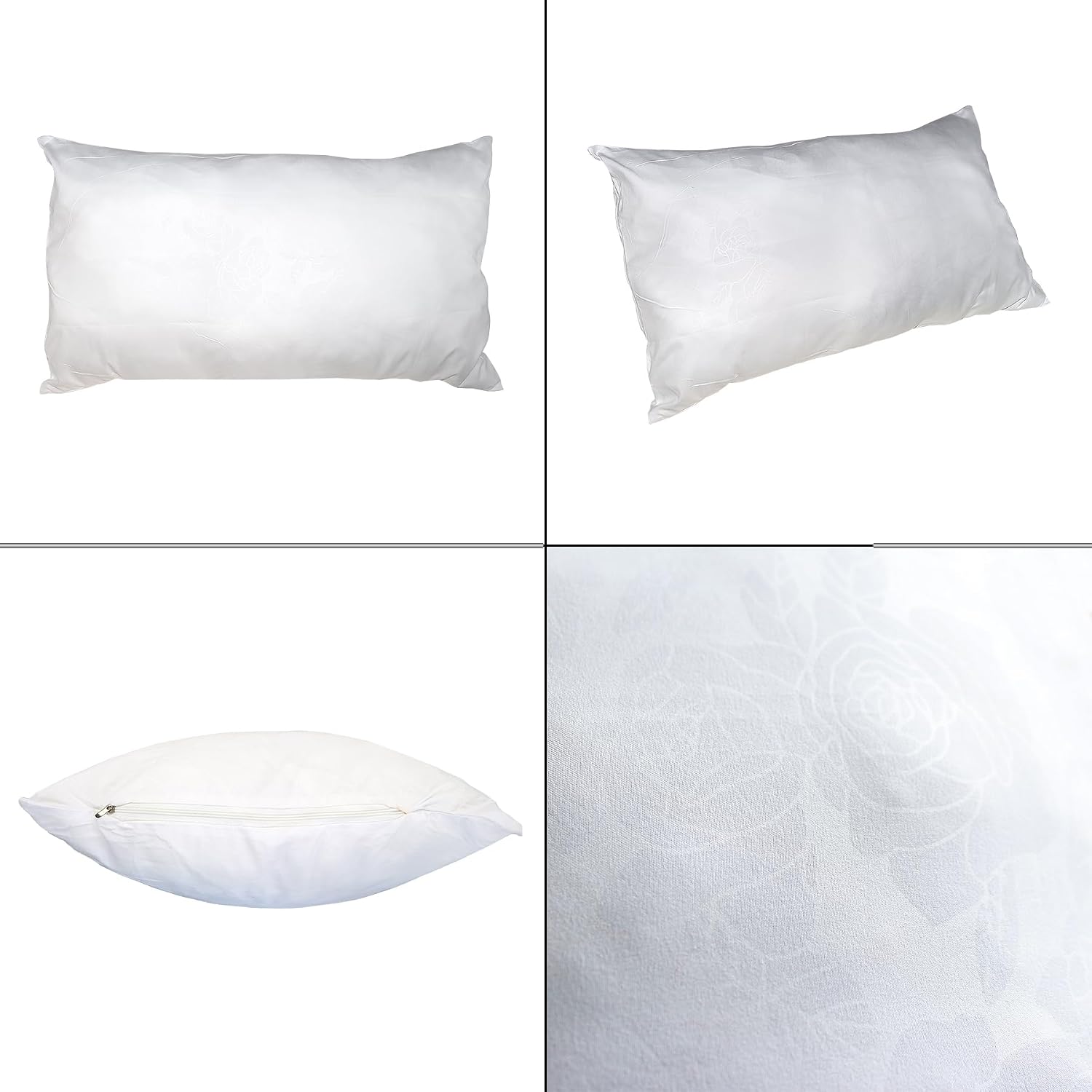 Feather Proof Pillow Covers, WINCUR Waterproof Pillow Protectors with Zipper, White Soft Pillowcases for Sofa Couch and Bed, Machine…