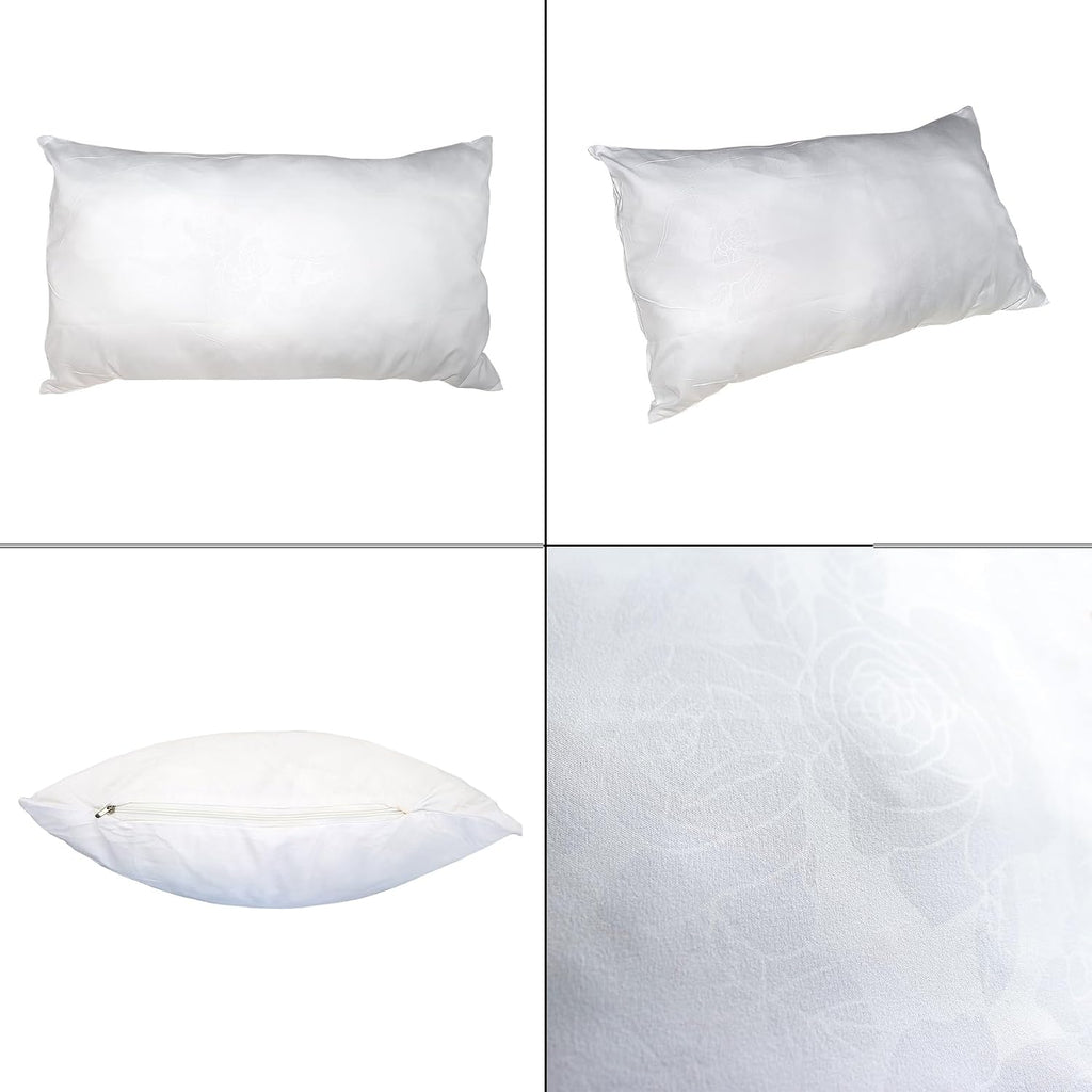 Feather Proof Pillow Covers, WINCUR Waterproof Pillow Protectors with Zipper, White Soft Pillowcases for Sofa Couch and Bed, Machine…