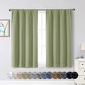 WelvetBLK Sage Green Room Darkening Curtains for Bedroom Living Room 45 Inch Length 2 Panels Set, Soft Solid Thermal Insulated Rod Pocket S…