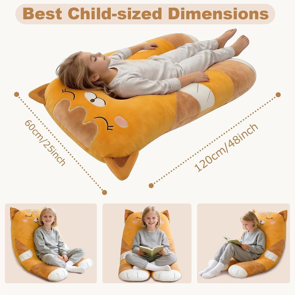47x23 inch U Shaped Long Plush Body Pillows for Kids, Stuffed Animal Cat Soft Large Pillow for Sleeping, Big Cute Plushies, Washable…