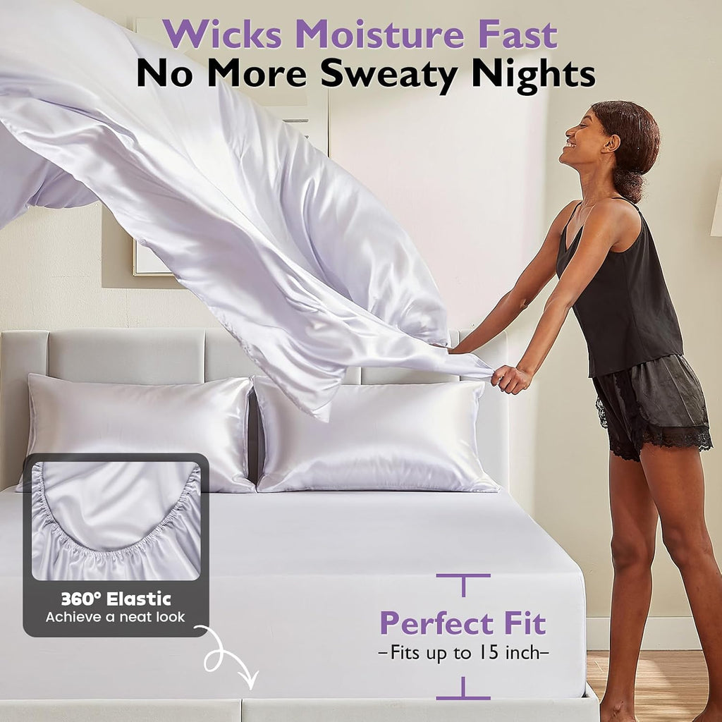 DLEECP Silver Infused Pillowcases – Cooling Pillow Cases with Silk, Softness Breathable Temperature-Regulating Pillow Cover, Odor Co…