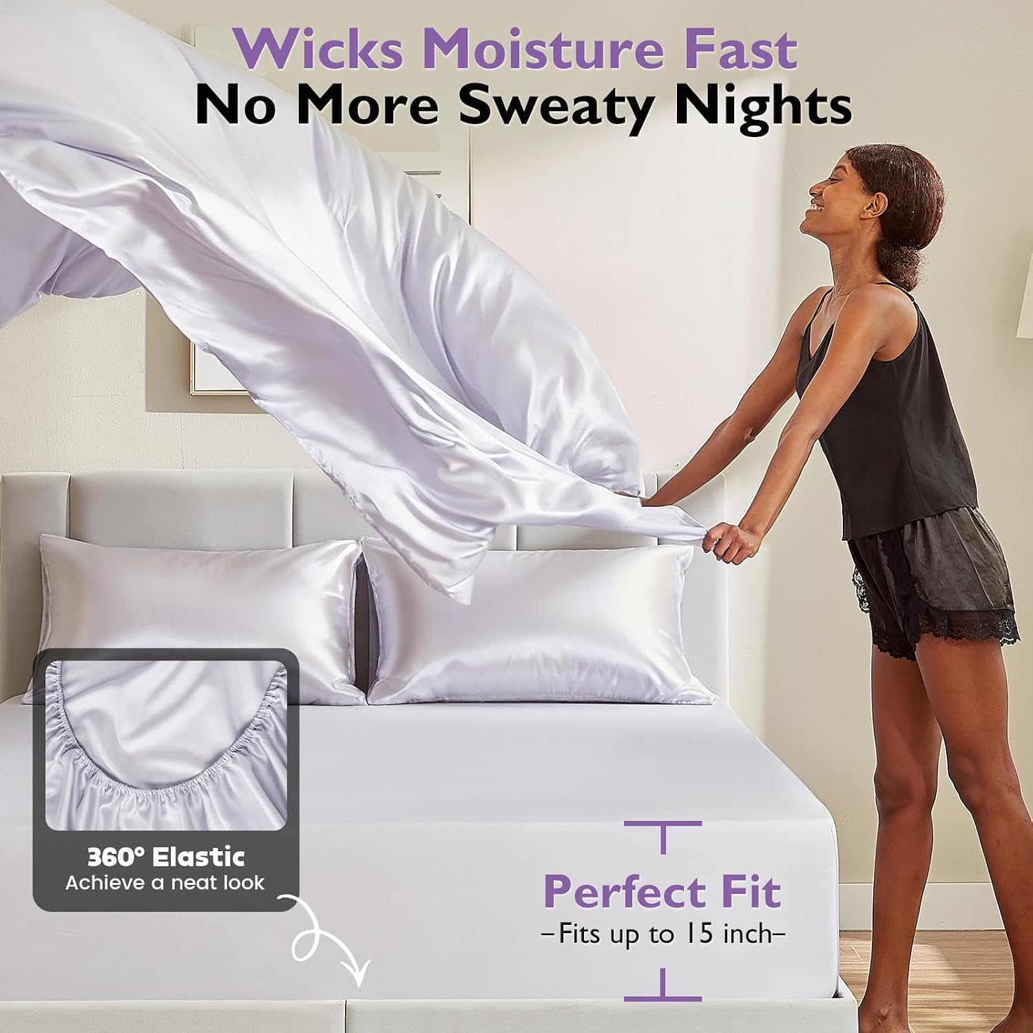 DLEECP Silver Infused Pillowcases – Cooling Pillow Cases with Silk, Softness Breathable Temperature-Regulating Pillow Cover, Odor Co…