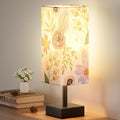 aooshine Flower Table Lamp for Bedroom - Bedside Lamp for Nightstand, Minimalist Night Stand Light Lamp with Square Fabric Shade, Desk…