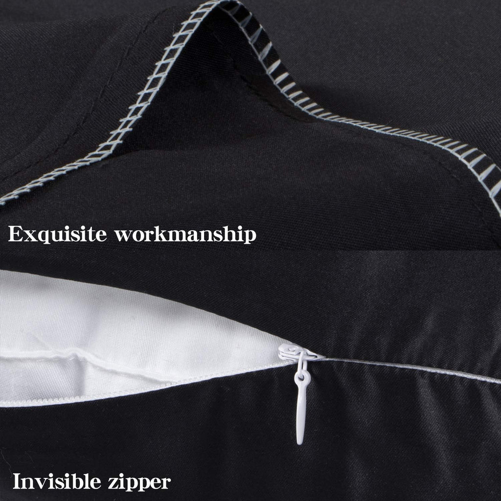 Ntbay Zippered Satin Pillow Cases for Hair and Skin, Luxury Standard Hidden Zipper Pillowcases Set of 2, 20x26 Inches, Black 26 Inches Black