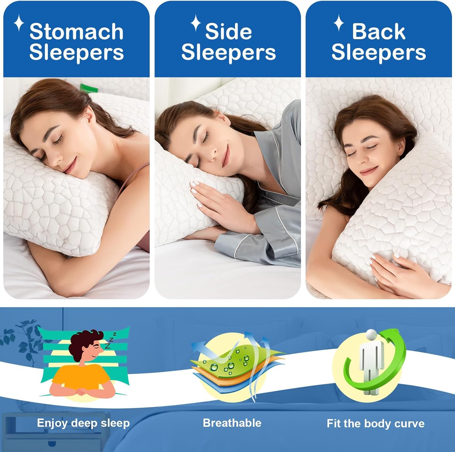 Supamodern Side Sleeper Pillow for Side and Back Sleepers -Cooling Cervical Neck Pillows for Neck and Shoulder, Adjustable Shredded Memory…