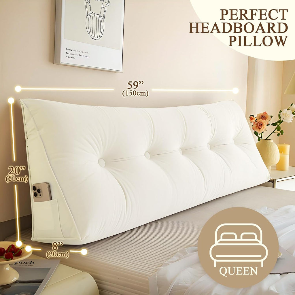 DANGHOOGY Headboard Pillow Queen, Large Triangular Wedge Headboard Pillow for Reading and Resting, Backrest Positioning Support Pillow…