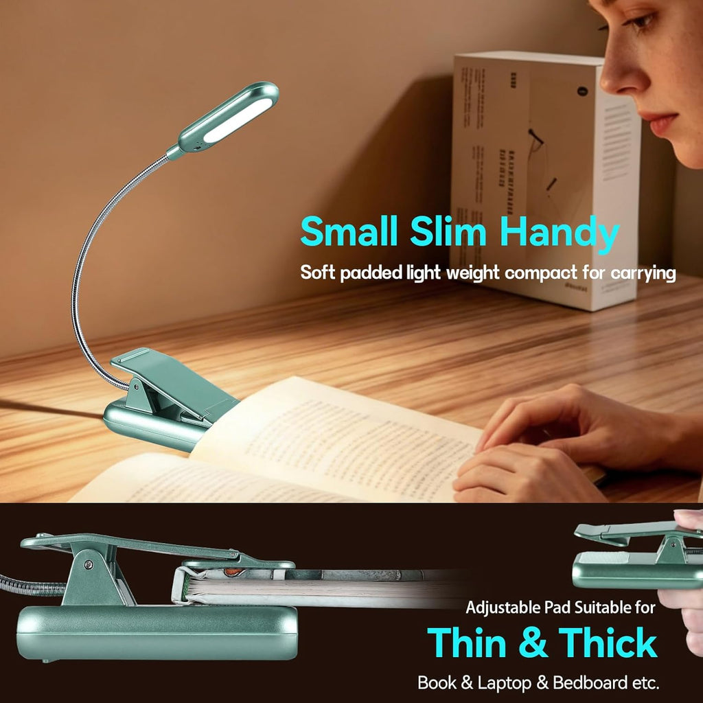 Vavofo Rechargeable Book Light for Reading in Bed Kids, 7 LED Reading Light with 9-Level Warm Cool White Daylight, Eye comfort Lamp with…