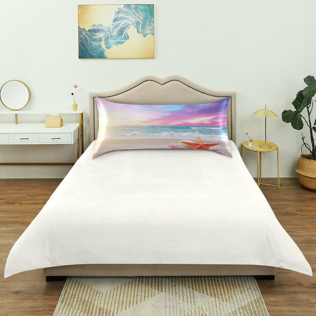 YETTASBIN Starfish Beach Satin Pillowcase, Soft Breathable Silk Pillow Case with Envelope Closure for Hair and Skin, Queen Size 30 x 20 Inch