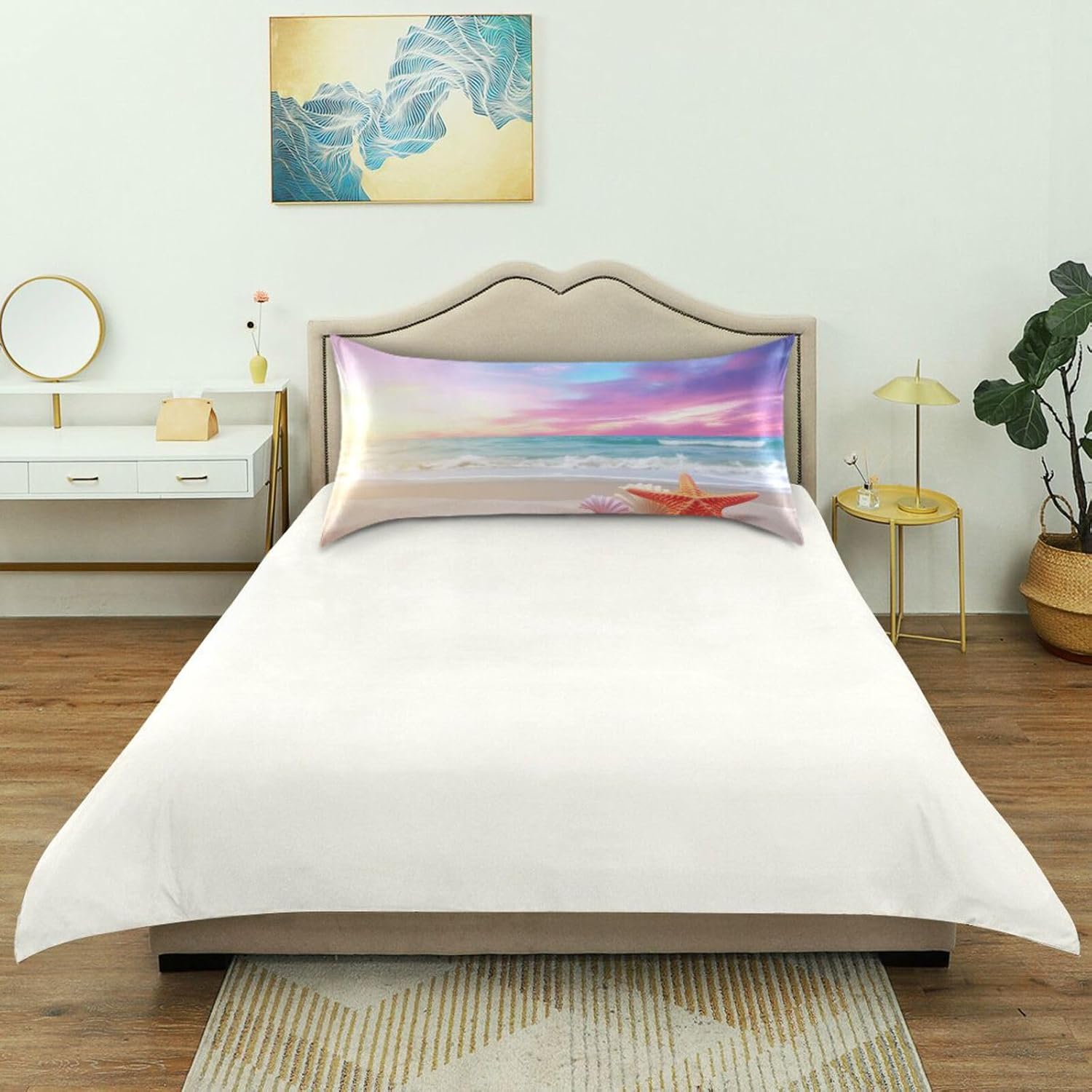 YETTASBIN Starfish Beach Satin Pillowcase, Soft Breathable Silk Pillow Case with Envelope Closure for Hair and Skin, Queen Size 30 x 20 Inch