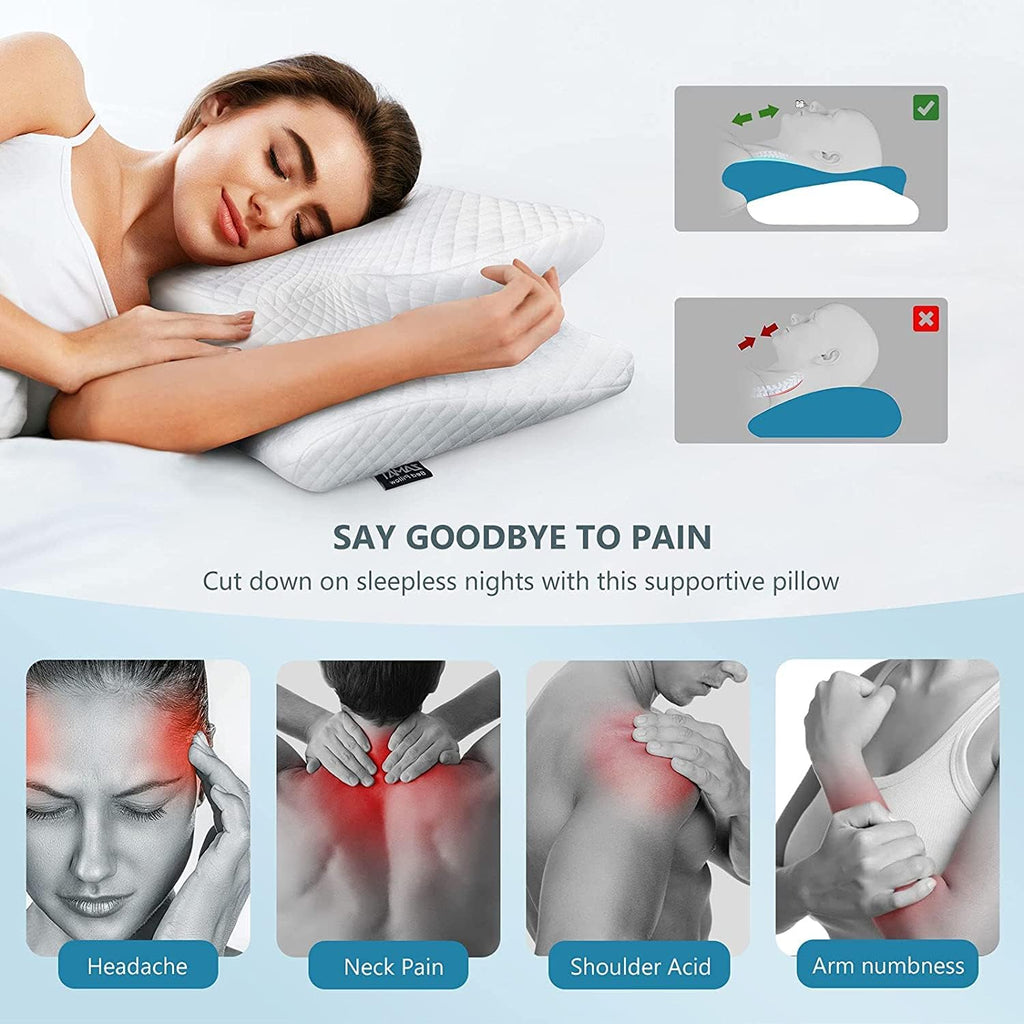 Zamat Adjustable Cervical Memory Foam Pillow, Odorless Neck Pillows for, Orthopedic Pillows for Sleeping with Cooling Pillowcase, Bed Supp…