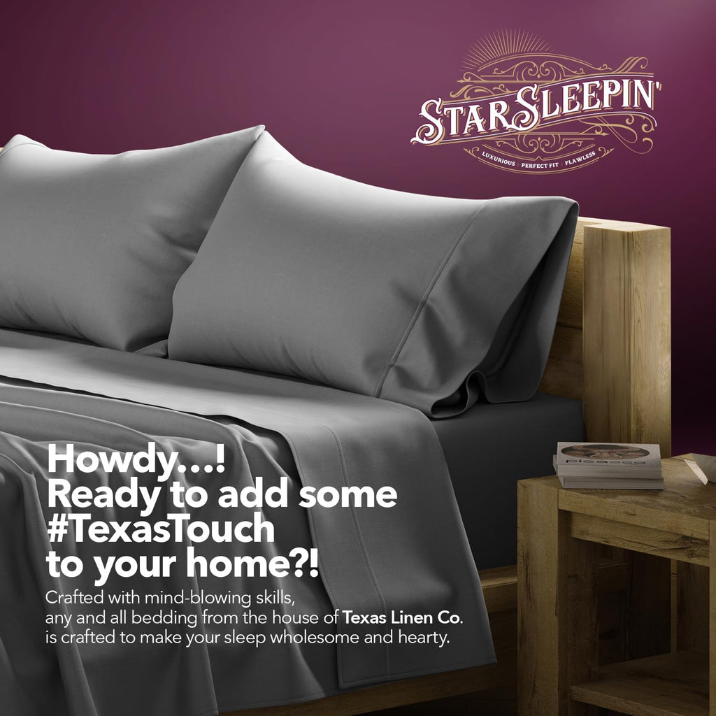 TEXAS LINEN CO. 100% Egyptian Cotton Pillow Cases King Size Set of 4 - Luxury 1200 Series Star Sleepin' Collection Cotton King Pillow…
