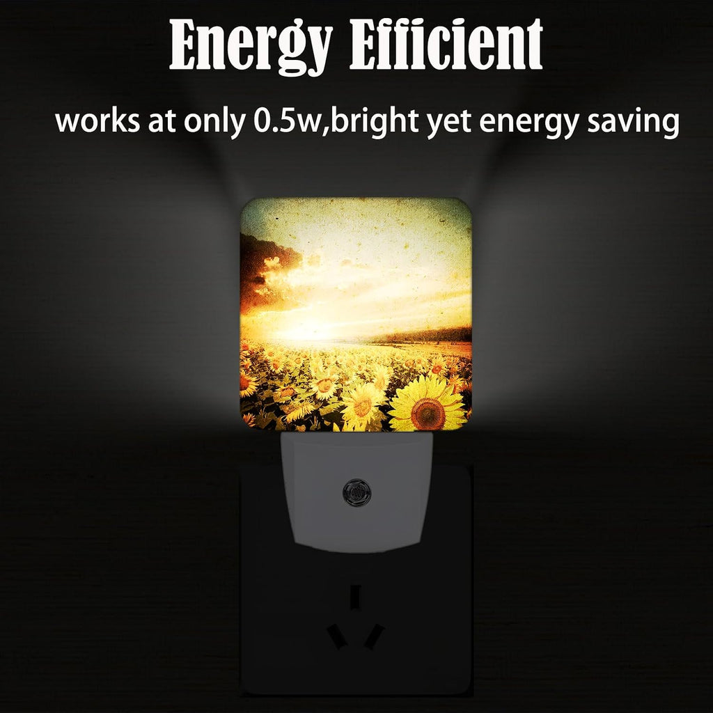 Sunflower Field at Sunset Night Light, Plug Into Wall Decor for Stairway, Hallway, Kitchen, Dusk to Dawn Sensor Nightlights for…