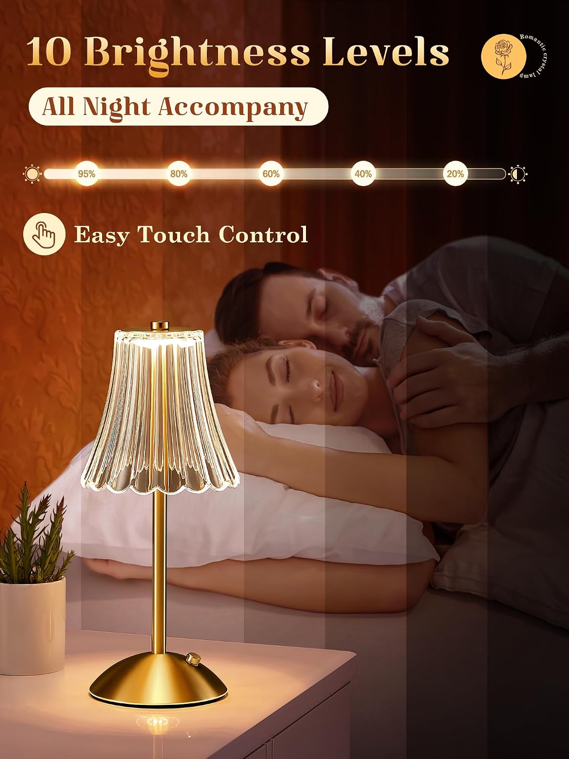 OneFire LED Table Lamp, 3200mAh Rechargeable Battery Operated, 30 Lighting Modes Bedside Light for Bedroom, Touch Control Nightstand Lamp,…