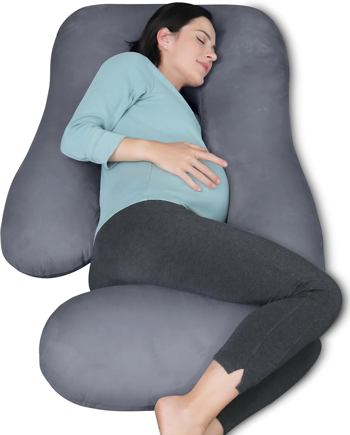 Moonpark MOON PARK Pregnancy Pillows for Sleeping - U Shaped Full Body Maternity Pillow with Removable Cover - Support for Back, Legs, Bell…