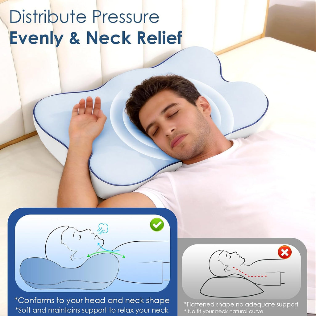 jiaao Cervical Pillow for Neck and Shoulder, Ergonomic Side Sleeper Pillow for, Cooling Memory Foam Pillows for Sleeping, Contour Pillow O…