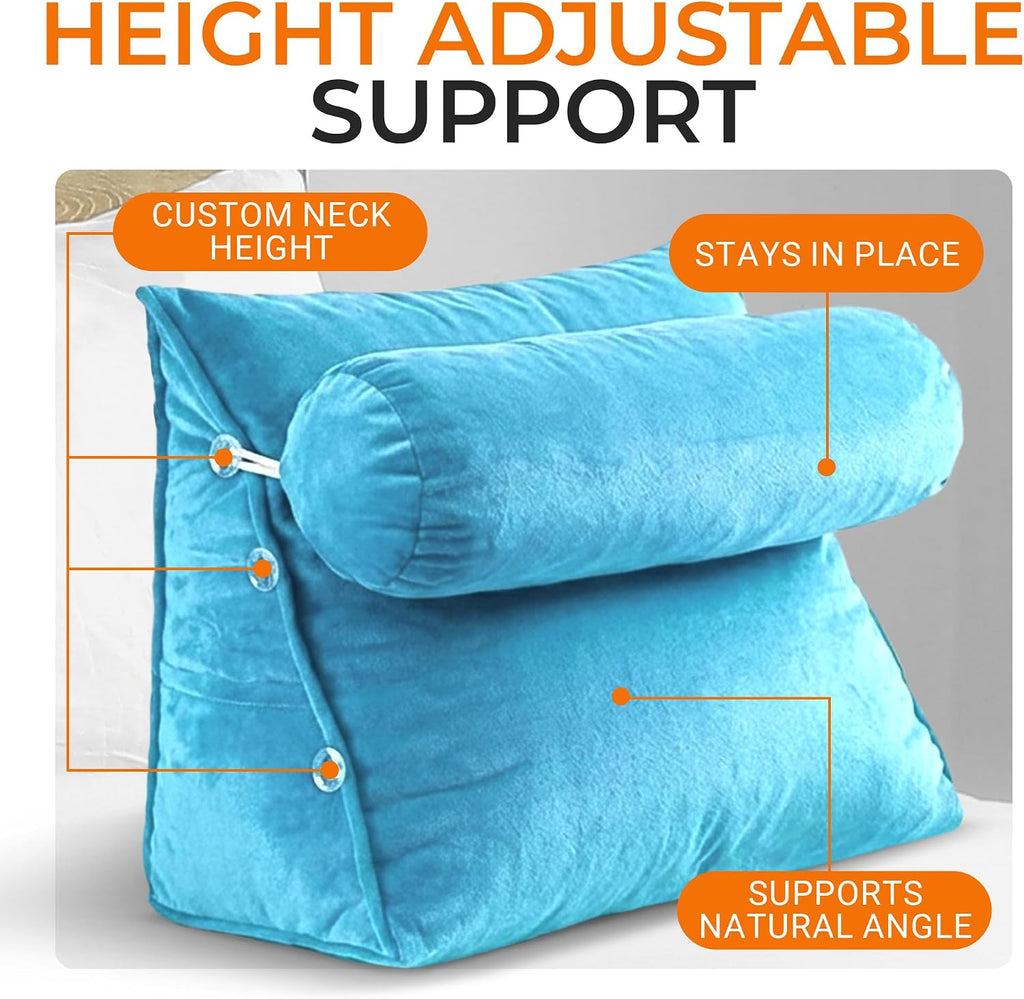 Cheer Collection Reading Wedge Pillow - Adjustable Wedge Reading Pillow with Neck Support, Hollow Fiber-Filled Backrest Pillow for…