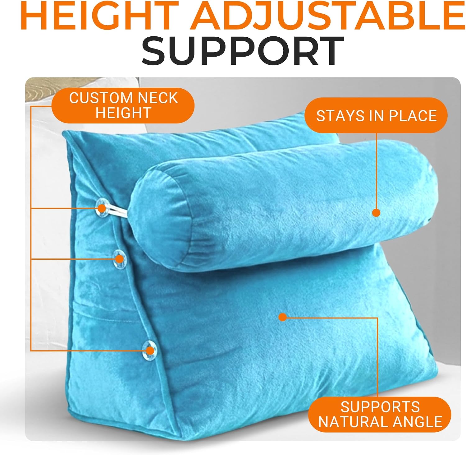 Cheer Collection Reading Wedge Pillow - Adjustable Wedge Reading Pillow with Neck Support, Hollow Fiber-Filled Backrest Pillow for…