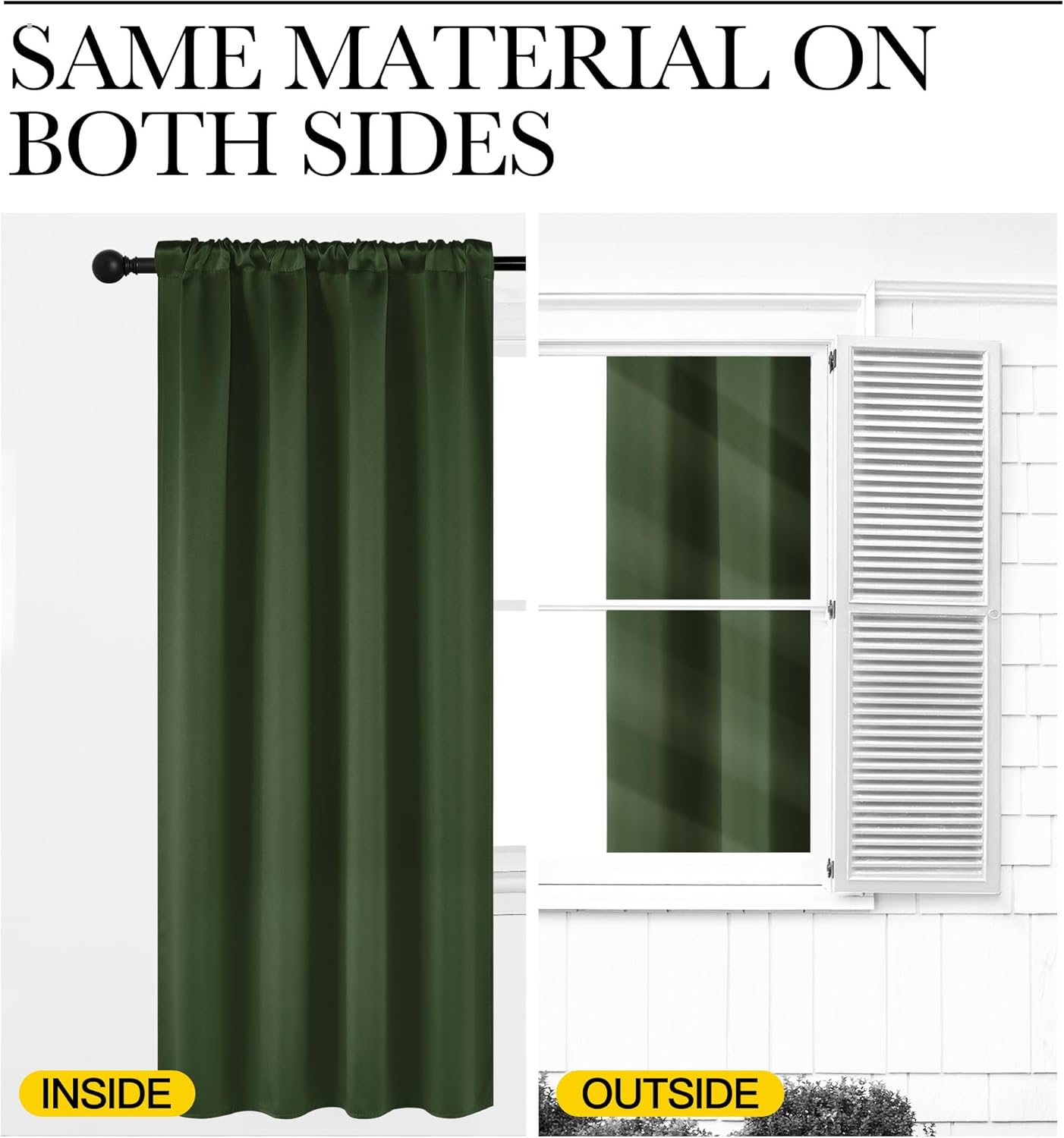 NICETOWN Dark Green Blackout Cafe Satin Curtains for Small Windows, 42" Wide by 63" Long, 2 Panels, Rod Pocket Noise Reducing Faux Silk…