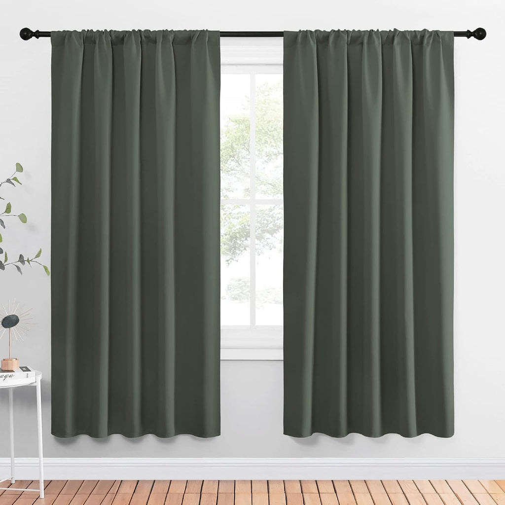 NICETOWN Bedroom Curtains Blackout Draperies - All Season Thermal Insulated Solid Rod Pocket Top Blackout Curtains/Drapes for Kid's Room…