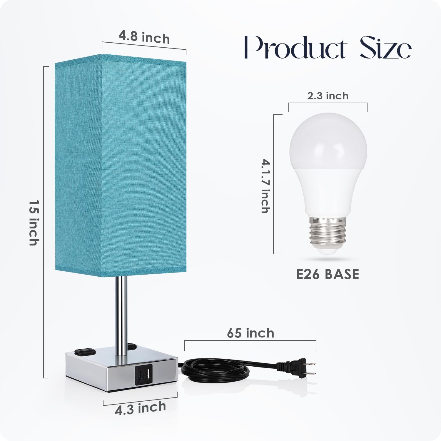 Bedside Lamp with USB Ports - Touch Control Table Lamp for Bedroom with USB C+A Charging Ports & AC Outlets, 3 Way Dimmable Nightstand…