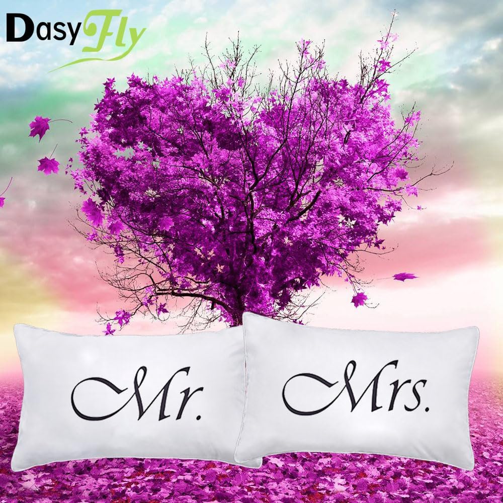 2PCS Mr and Mrs Pillow Cases, His and Hers Couples Pillowcases, Romantic Anniversary Engagement Christmas Wedding Gifts for The…