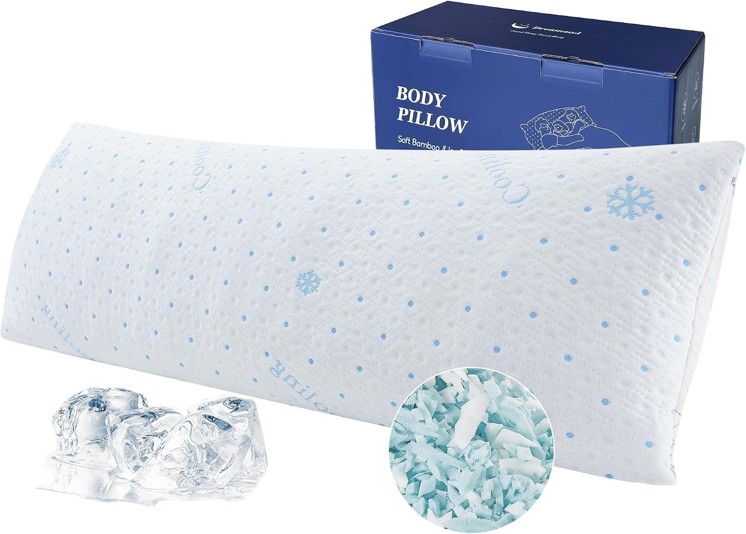 Dreamood Cooling Body Pillow with Pillowcase, Adjustable Shredded Memory Foam Pregnancy Long Full Bed Body Pillows for Adults Side Sleeper…