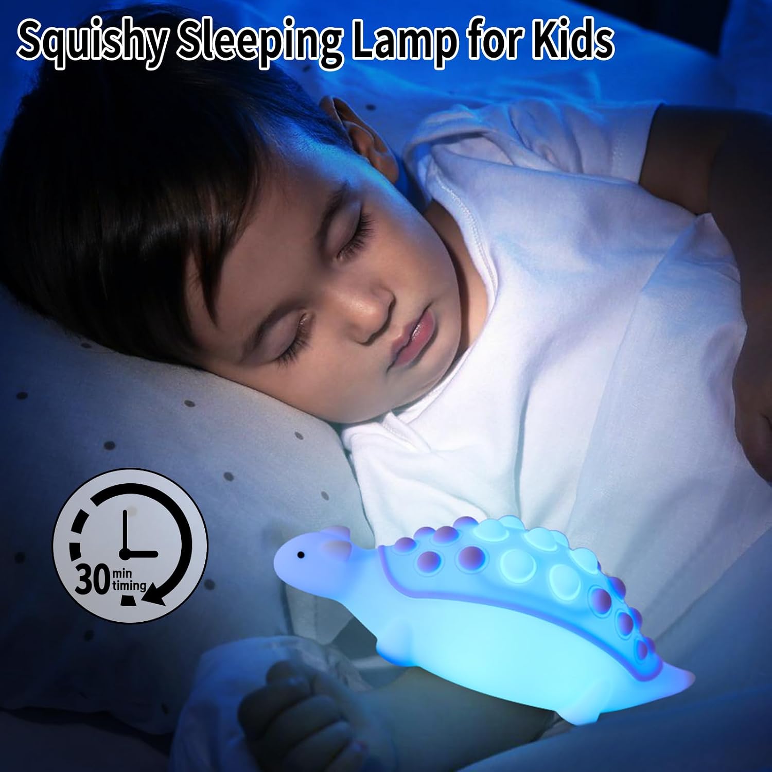 Dinosaur Night Light, Silicone Dino Lamp with Pop Bubble,7 Nightlight Modes Rechargeable Bedside Touch Lamp, Room Decor, Cute Lamp…