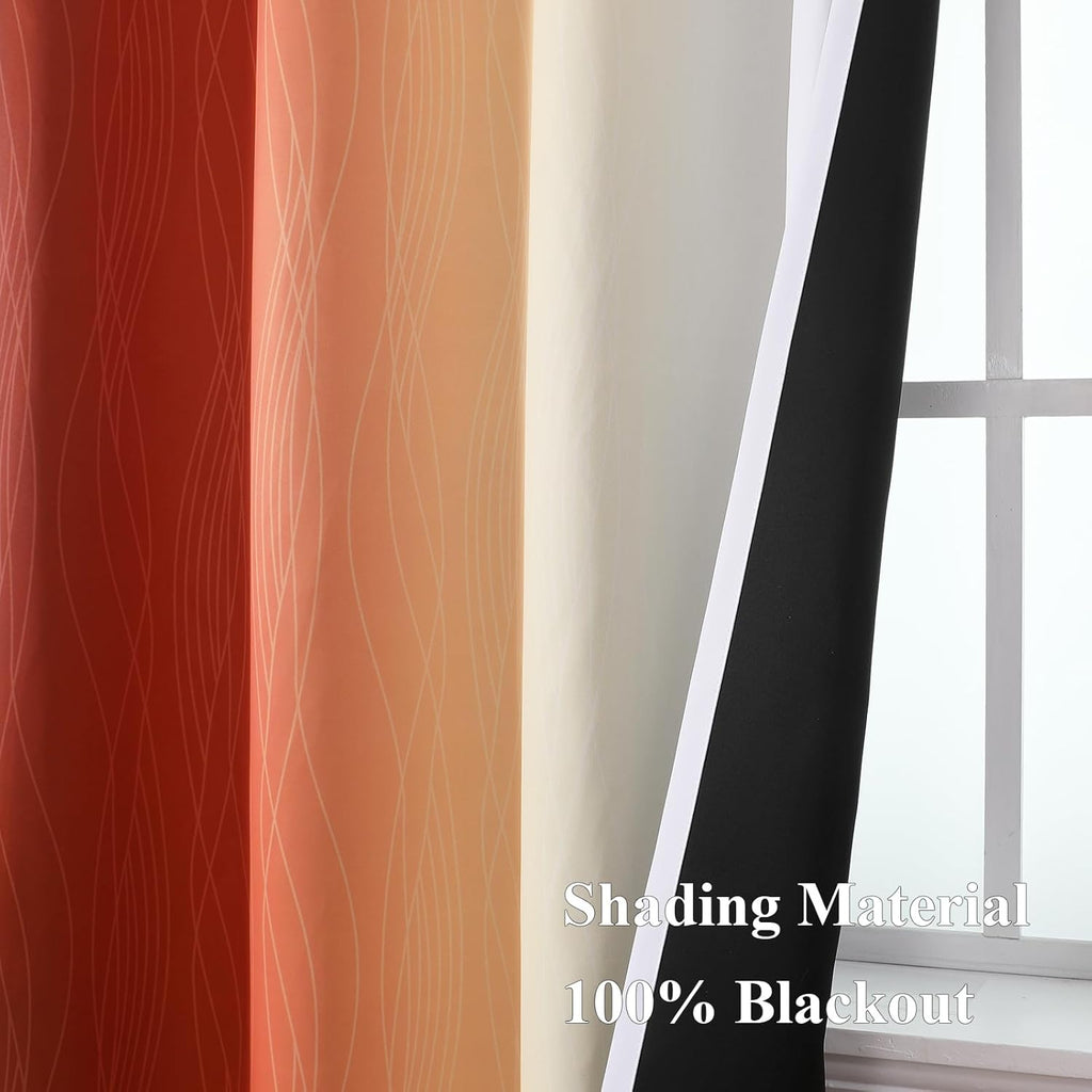Estelartextiler Estelar Textiler Burnt Orange & Greyish White Ombre Blackout Curtains 96 Inch Length 2 Panels, Light Blocking Thermal Insul…