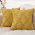 decorUhome Summer Throw Pillow Covers 20x20 Inch Set of 2, Soft Plush Faux Fur Wool Mustard Yellow Accent Couch Pillow Covers for Modern Fa…