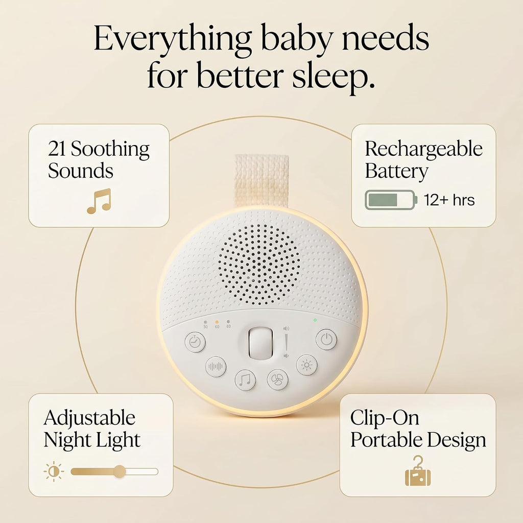 CYMRIX White Noise Machine for Baby & Adults with 21 Relaxing Sounds & Adjustable Night Light, Rechargeable & Portable for…