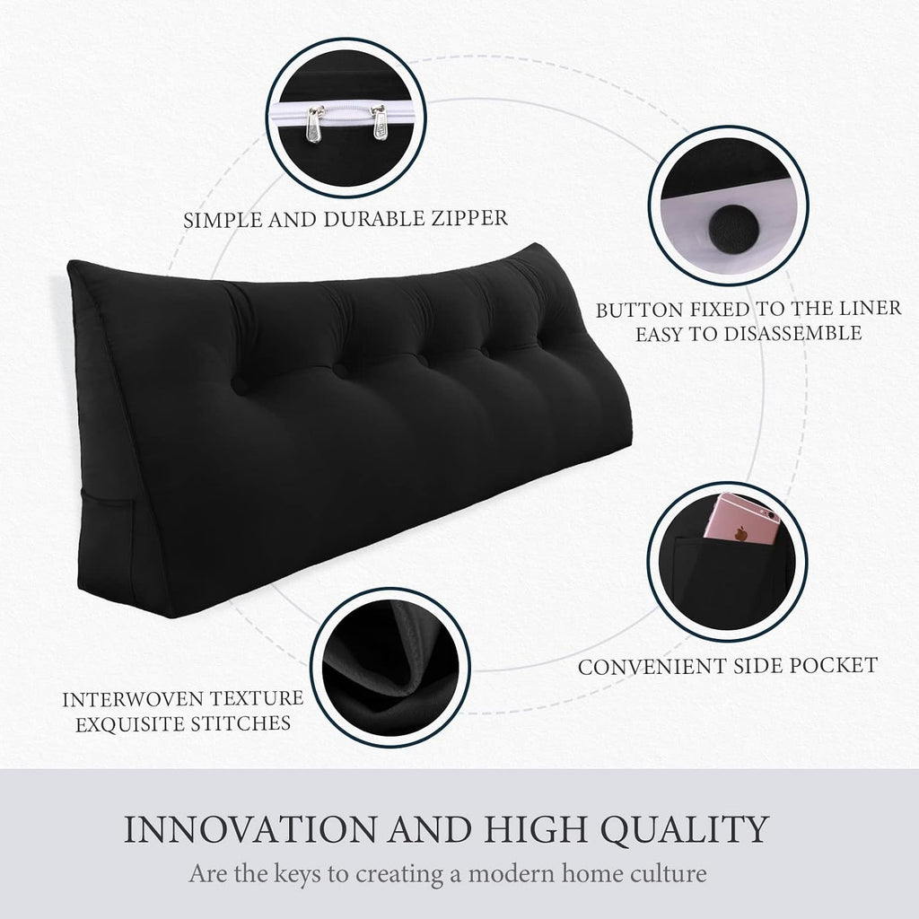 Headboard Pillow Full for Dorm - Velvet Bed Wedge Headboard Reading Pillow for Sitting in Bed, Positioning Support Backrest Pillow with…