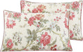 Winlife 100% Cotton Pillowcases Floral Printed Pillow Cases Set of 2 Red Flowers and Green Branches Leaf Pattern Pillow Cover King 20x36''…