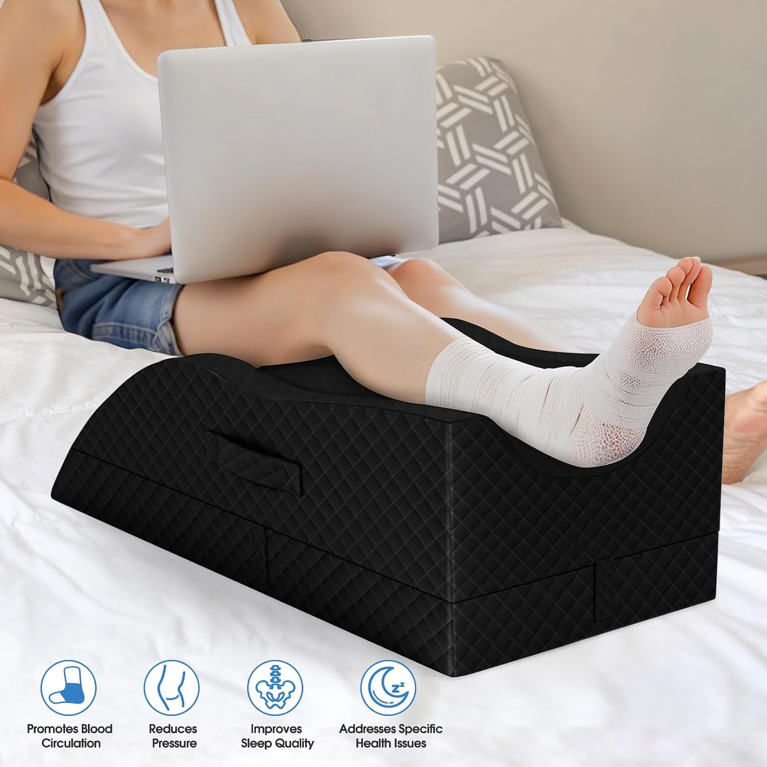 TranquilRelax TranquilRelax Leg Pillow, Leg Elevation Pillow with Pad and Memory Foam, Height Adjustable Bolster Pillow for Legs, Le…