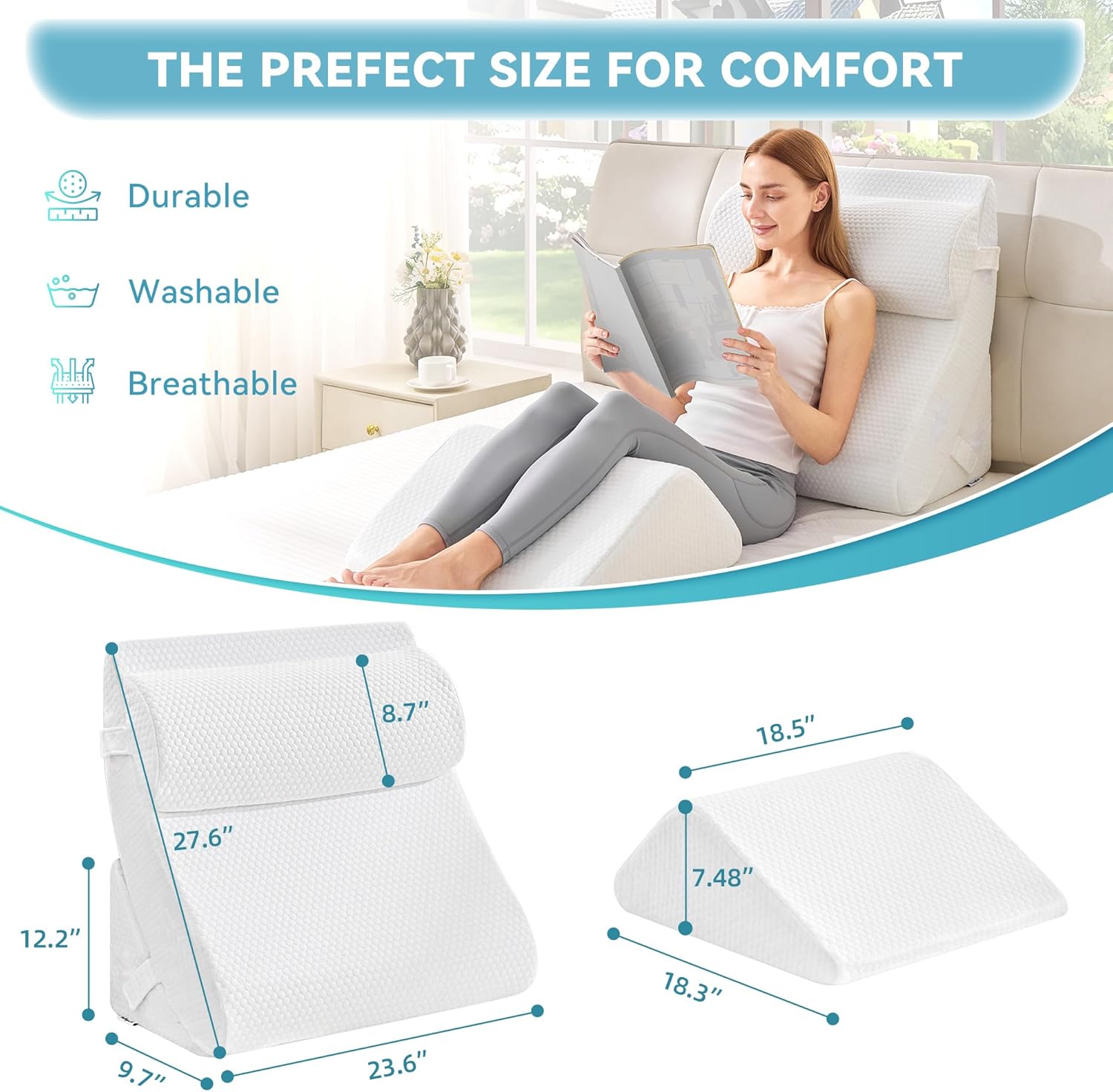 KINGFUN-Anexcitingoption Kingfun 4PCS Orthopedic Bed Wedge Pillow Set for Sleeping, Post Surgery Memory Foam Support Pillows for Back, Neck…