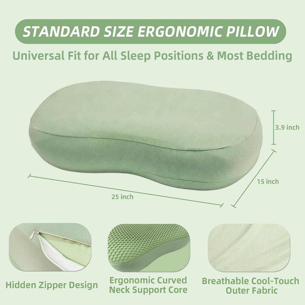 YUNZMENG Cooling Pillow for Side & Back Sleepers, Adjustable Height Memory Foam Pillow with TPE Cooling Gel, Ergonomic Support for N…