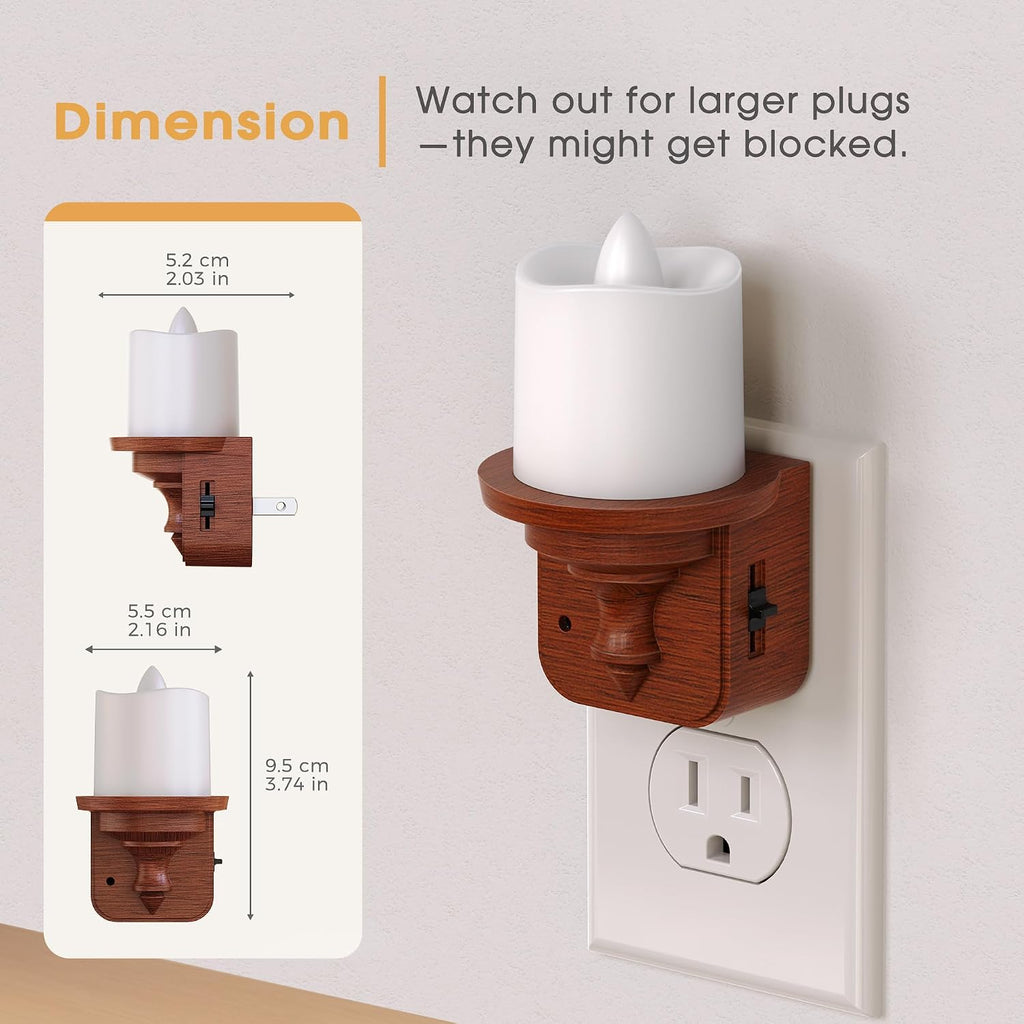Briignite Candle Night Light, Amber Night Lights Plug into Wall 2 Pack, LED Vintage Night Light with Light Sensor, 0-100LM Dimmable…