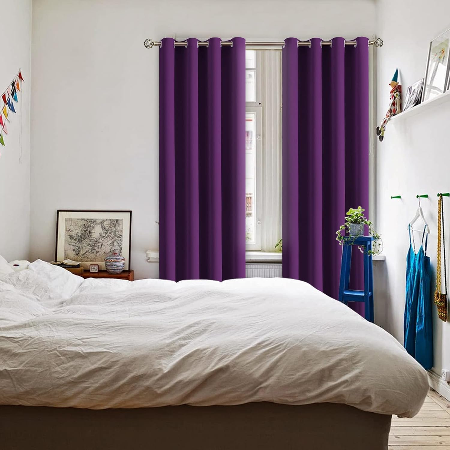 BGment Blackout Curtains - Grommet Thermal Insulated Room Darkening Bedroom and Living Room Curtain, Set of 2 Panels (52 x 84 Inch, Royal P…