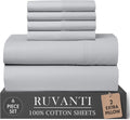 Ruvanti 100% Cotton Percale Sheets Full Size 6 Piece Set, Cooling Bed Sheets for Hot Sleepers, Deep Pocket 16”, Breathable Lightweight & Du…