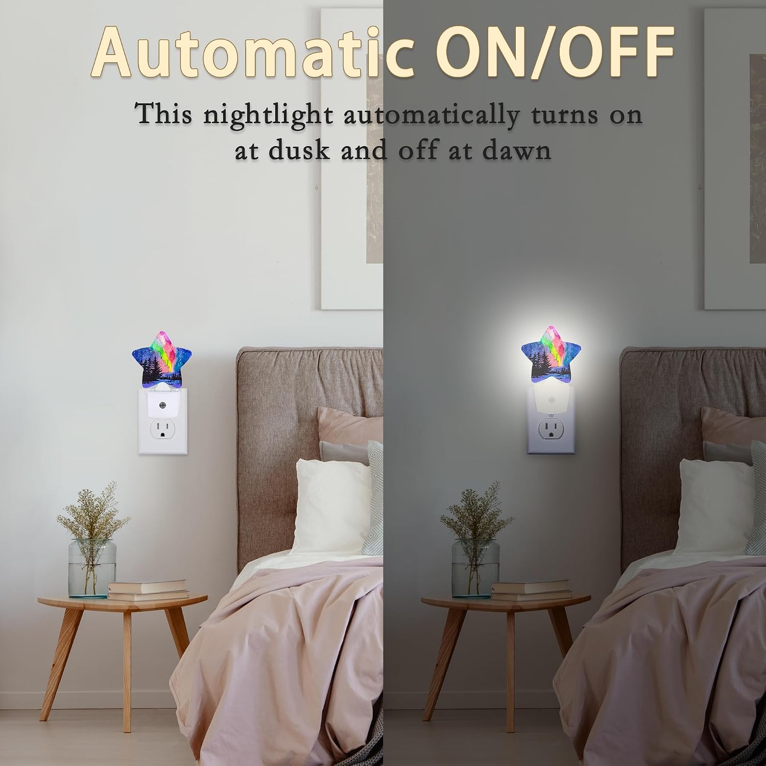 Northern Lights Night Light Plug-in Dusk to Dawn Smart Sensor White Led Nightlight for Bedroom Bathroom Kitchen Hallway Stairs Energy…