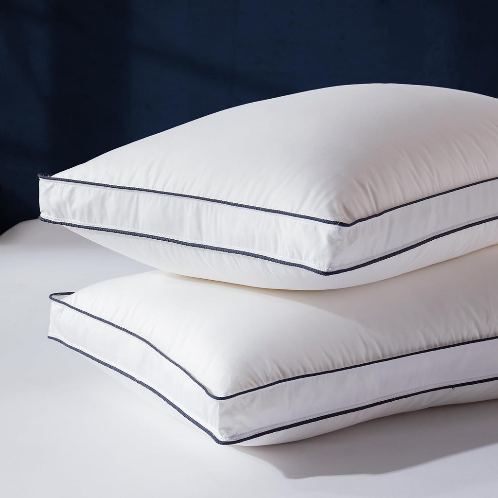 Decroom Goose Feather Down Fiber Pillows King Size Set of 2, Soft Pillows for Luxury Hotel Quality Gusseted Pillow 2 Pack, Bed Pillows…