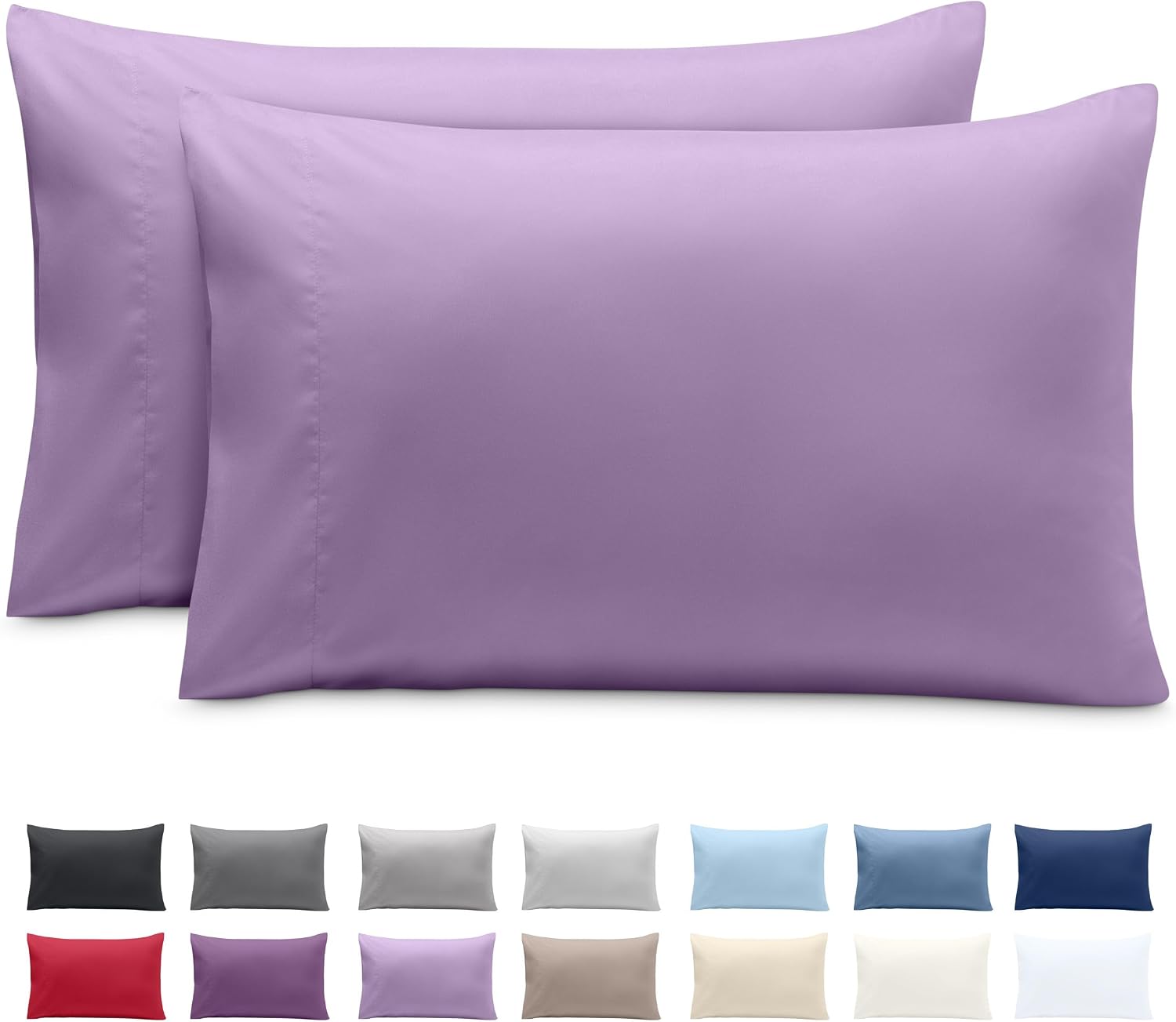 BareHome Bare Home Microfiber Pillow Cases - Standard Size Set of 2 - Cooling Pillowcases - Double Brushed - easy maintenance - Envelope…