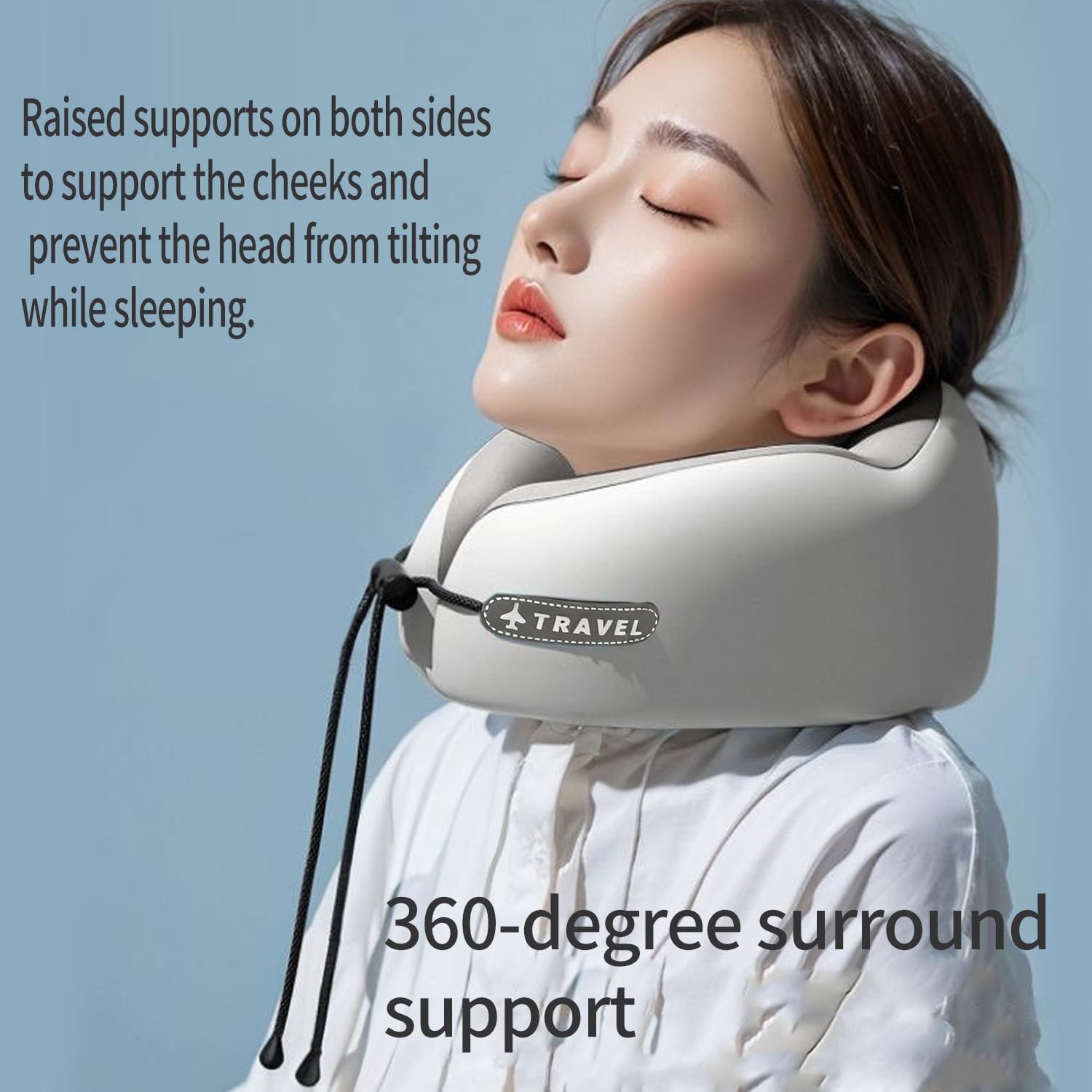 Ziurfys Travel Neck Pillow with Storage Case, 100% Pure Memory Foam, Airplane Head Support for Flight Sleeping, Portable, Gray (Gray…