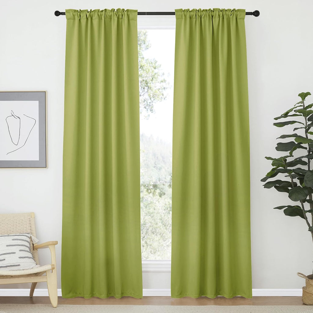 Nicetown Living Room Darkening Curtains - (Fresh Green Color) W42 x L70, Set of 2, Home Decor Room Darkening Thermal Insulated Drapery Pane…