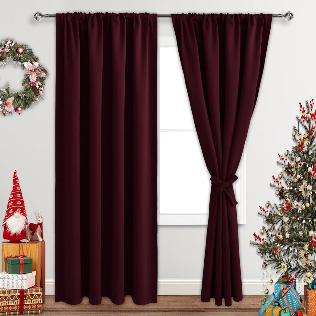 Jiuzhen Christmas Blackout Curtains for Bedroom - Thermal Insulated Room Darkening Noise Reducing, 52 x 84 Inch Length Curtains for Living…