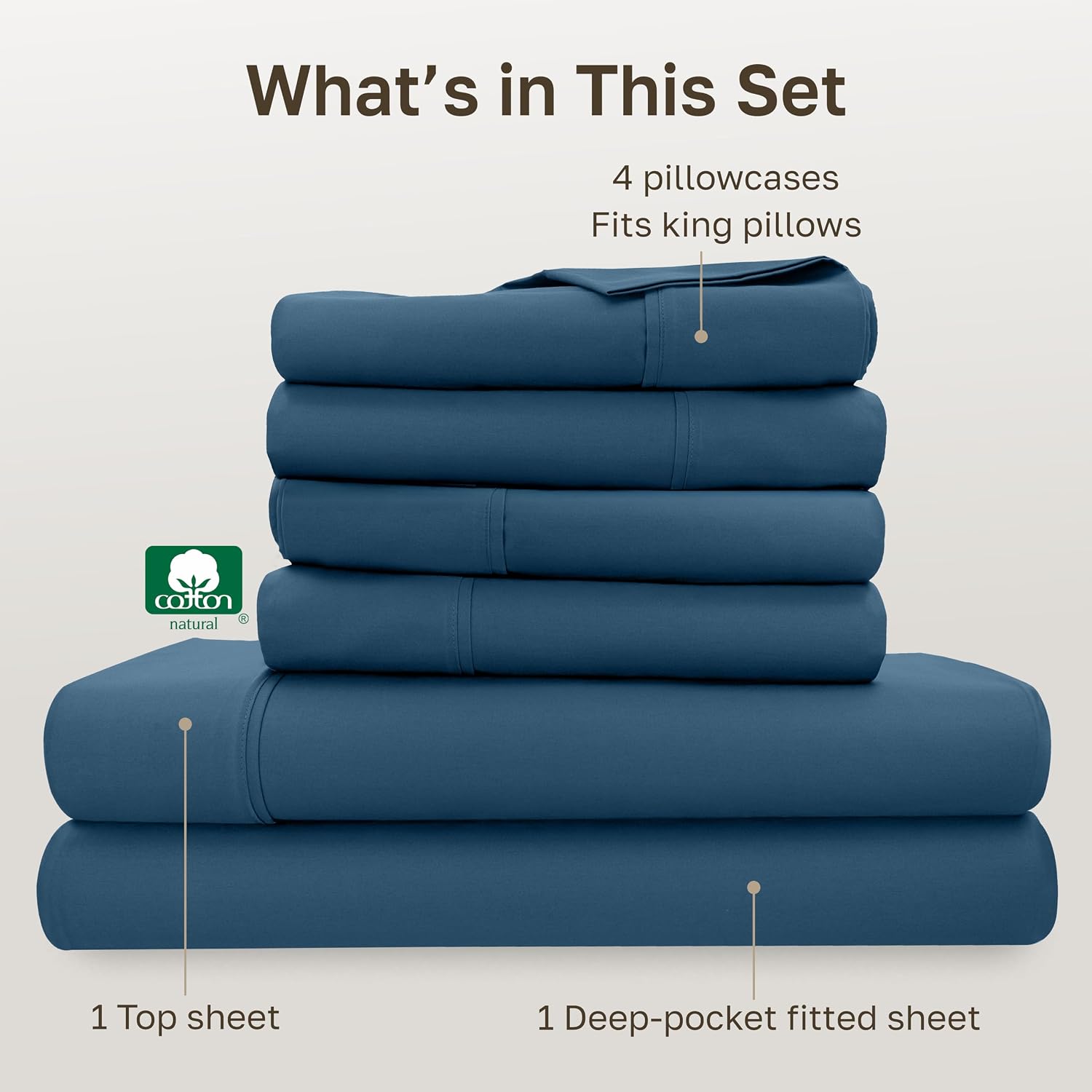 CaliforniaDesignDen California Design Den 6-Pc King Size Sheet Set with 4 Pillowcases - Soft 400 Thread Count 100% Cotton Sheets, Sateen We…