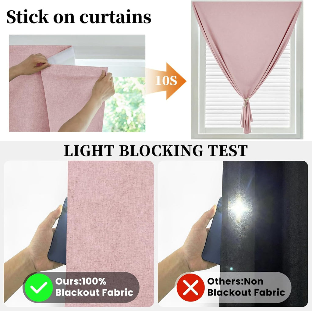 100% Blackout Magic Tape Stick On Curtains Window Shades Pull Down Blackout Window Cover No Drillng Self Adhesive Curtains No Rod Small…