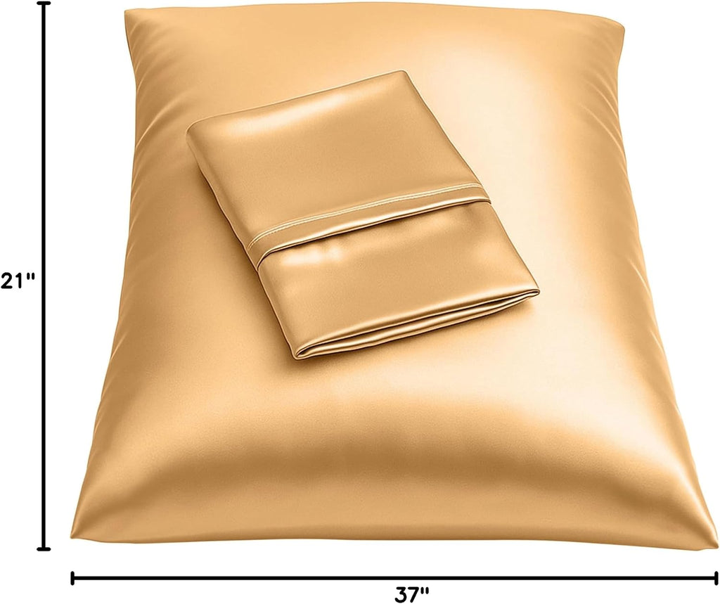 Blissford Satin Pillowcase with Zipper, for Hair and fabric comfort, Feels Soft and Cool Like a Silk Pillowcase, Gold Satin Pillow Cases…
