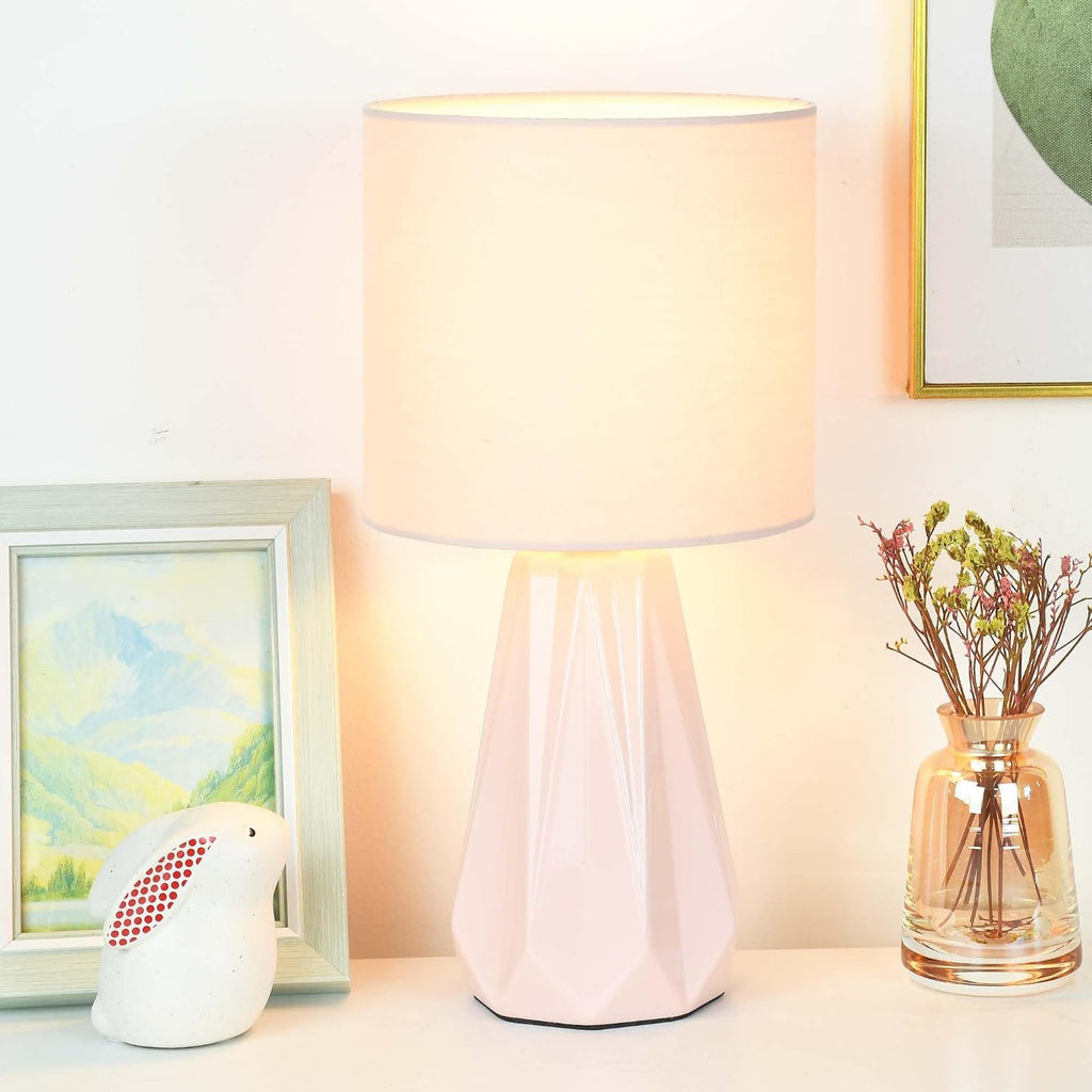 Elisa Light Pink Small Table Lamp for Living Room as Bedside Table Lamp for Bedroom, Modern Ceramic Kids Night Table…