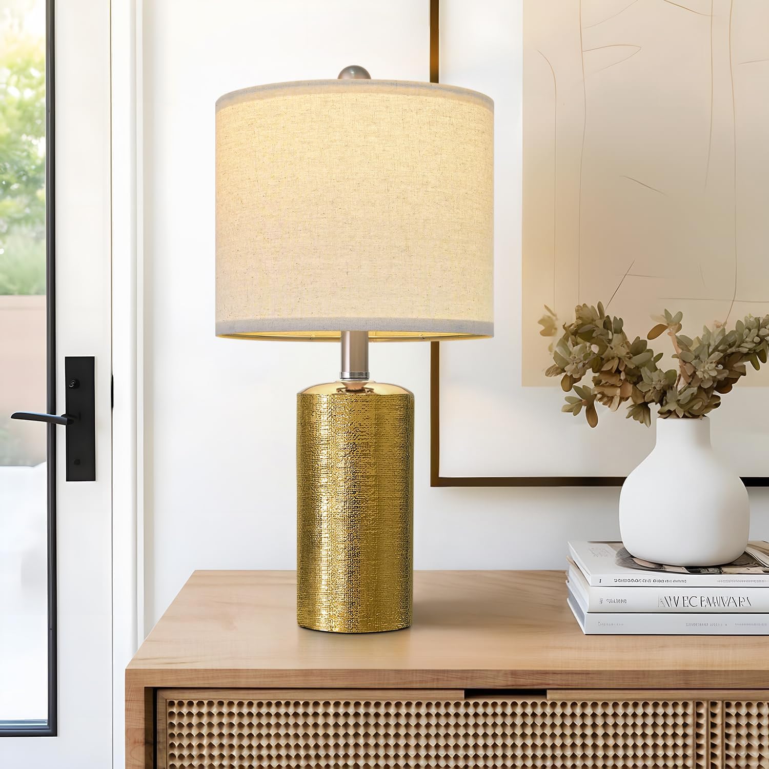 G-SAFAVA 20.5" Small Table Lamps for Living Room Lamp Single Ceramic Lamps for Bedroom Bedside Lamps Modern Boho Lamps for Night Stands…